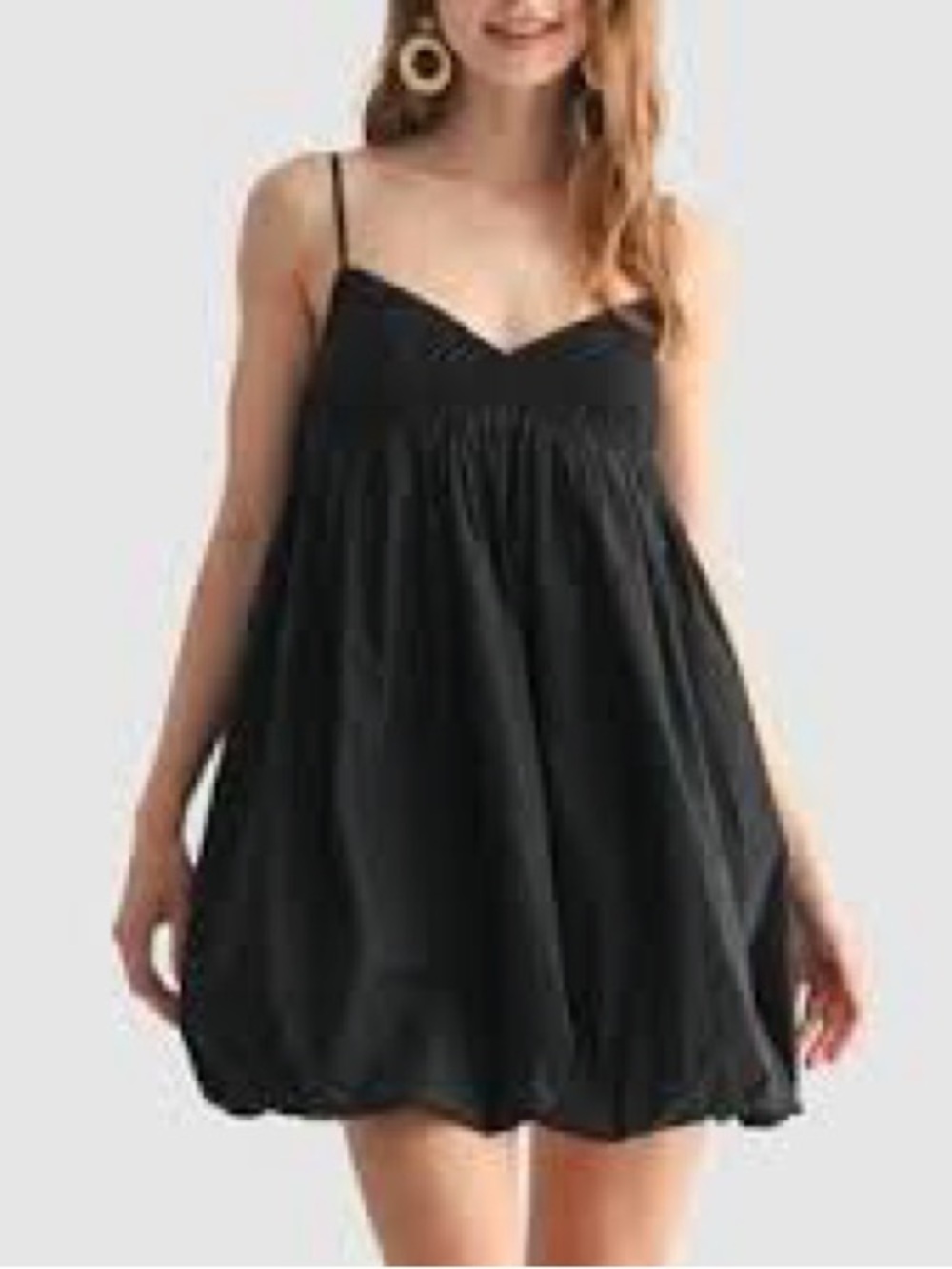 All in Favor Open Stitch Bodice Mixed Media Bubble Hem Cotton Minidress medium